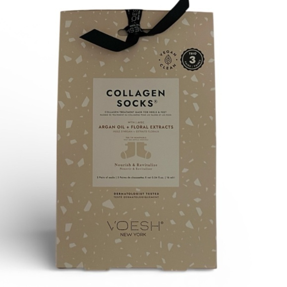 Voesh New York 3 Pair Collagen Argan Oil Moisturizing Foot Mask Socks~~NEW~~